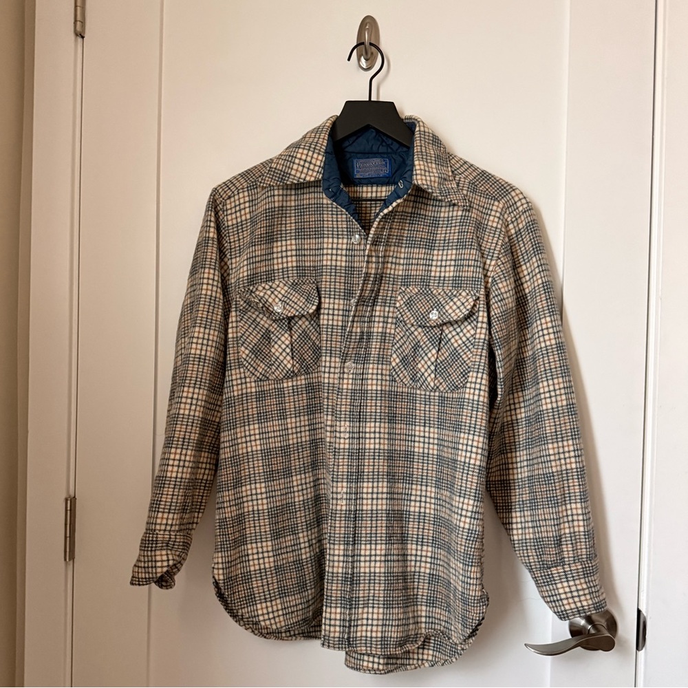 Pendleton Men's Plaid Shirt Jacket - Beige and Gray